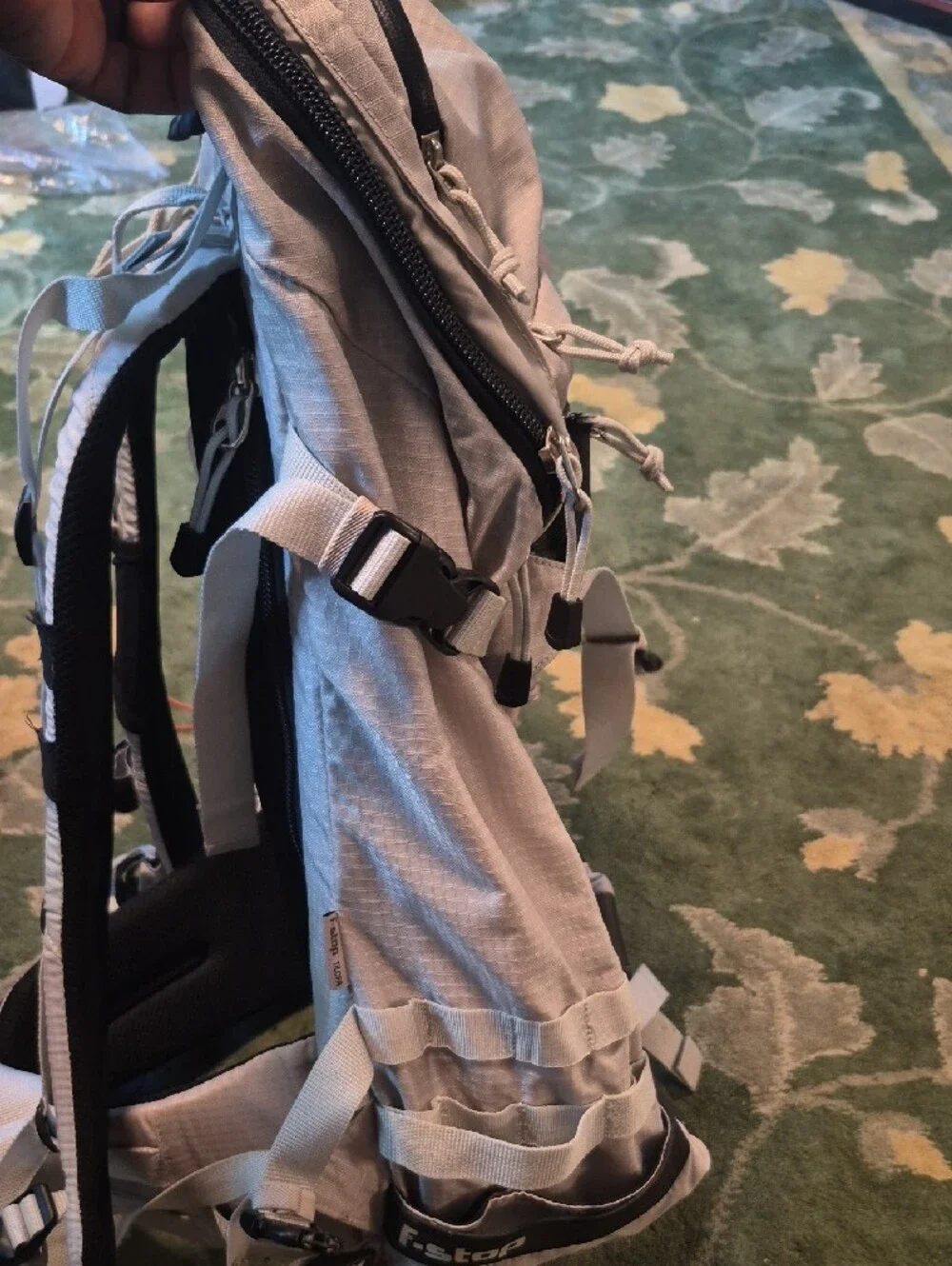 Light Gray and Black Men's Hiking Backpack with Padded Back Panel